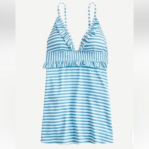 NEW WITH TAGS- Ruffle swim dress in mixed stripe